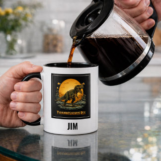 T-Rex unter dem prähistorischen Mond Tasse
