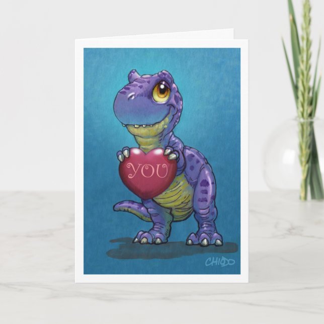 T-Rex Valentinsgruß Feiertagskarte (Vorderseite)