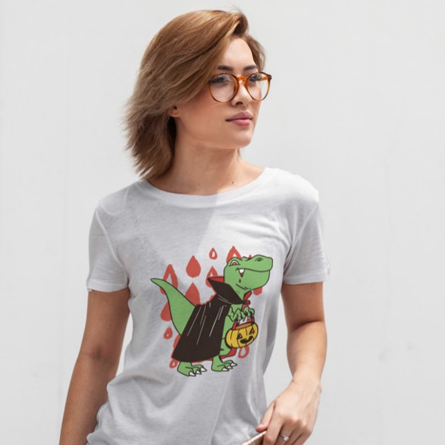 T Rex Vampire Dinosaur Halloween T-Shirt (Von Creator hochgeladen)