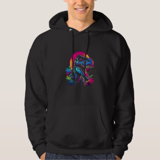 T Rex Vaporwave Synthwave Retro 80s Aesthetic Chil Hoodie