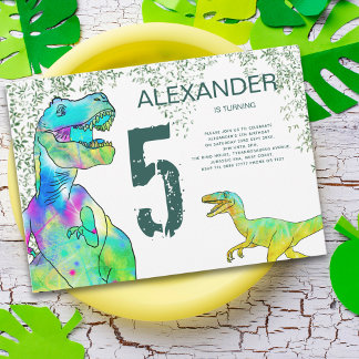 T-Rex Velociraptor Dinosaur 5. Geburtstagsparty Einladung
