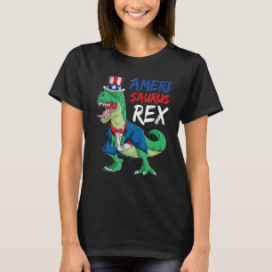 T Rex Veterans Day Kids Boys Amerisaurus Rex Dino T-Shirt