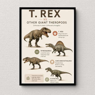 T. Rex vs. andere riesige Theropoden Bildung Poster