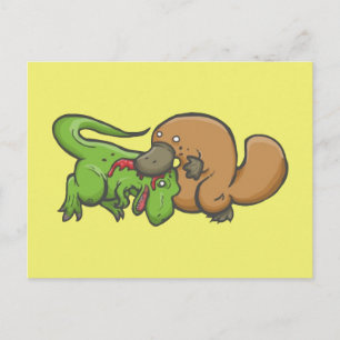 T-rex vs Platypus Postkarte