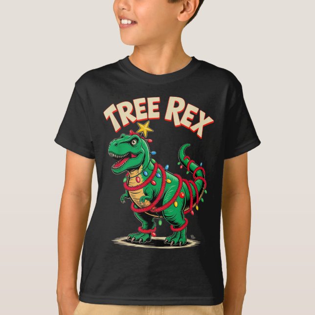 T-Rex Weihnachtskostüm T-Rex Dinosaurier Xmas Lich T-Shirt (Vorderseite)