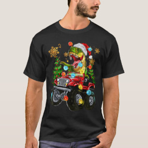 T-Rex Weihnachtsmann im Monstertruck mit Weihnacht T-Shirt
