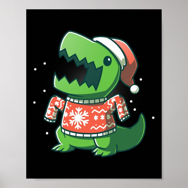 T-rex Weihnachtsspass Dinosaur Ugly Saurus Poster (Vorne)