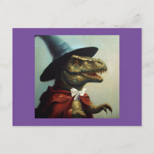 T Rex Wizard Postkarte