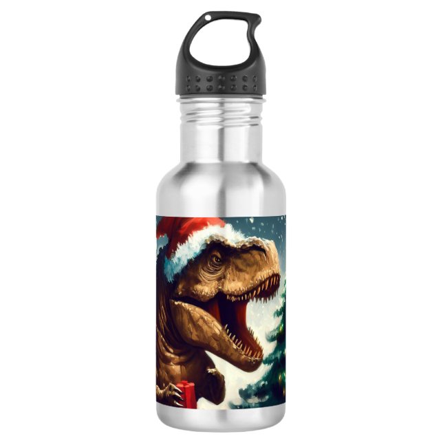 T-Rex zu Weihnachten 1 Edelstahlflasche (Vorderseite)