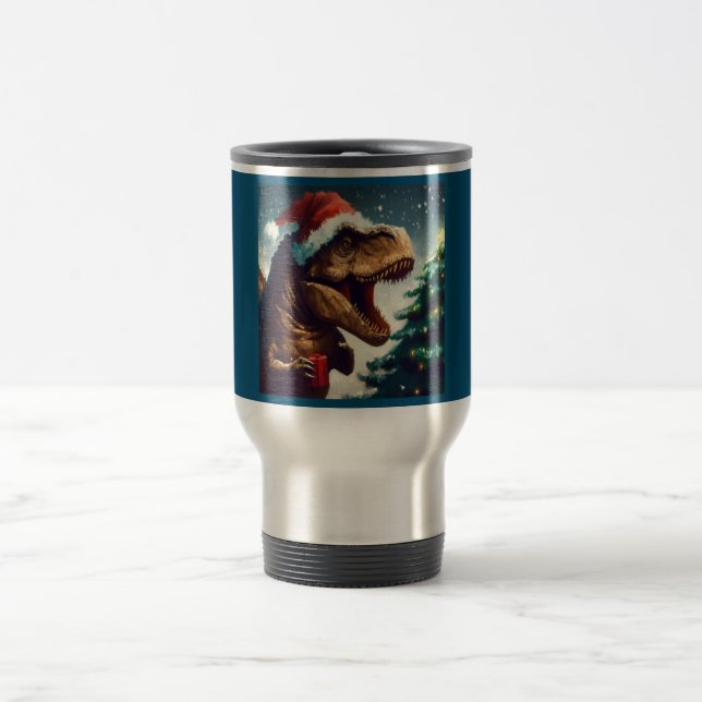 T-Rex zu Weihnachten 1 Reisebecher (Mittel)