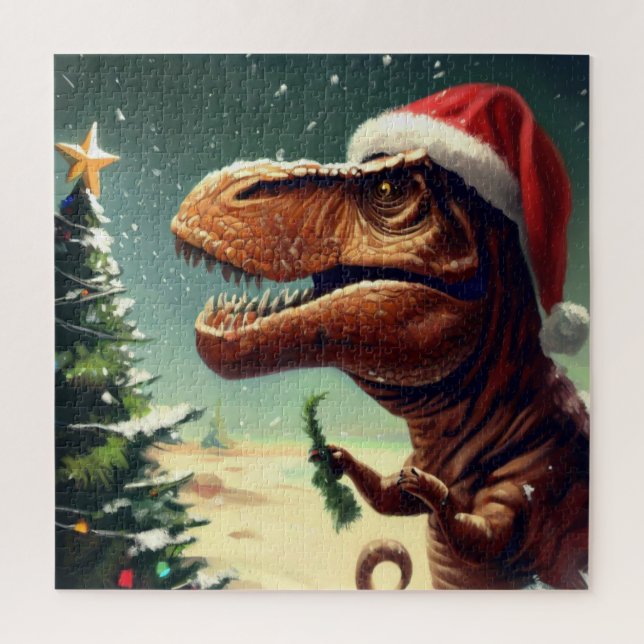T-Rex zu Weihnachten (4) Puzzle (Vertikal)