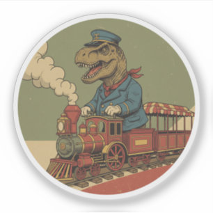 T-Rex-Zugführer - Vintage Dinosaurien-Eisenbahn Aufkleber