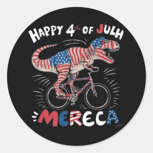 T-Rex zur Farbgebung der amerikanischen Flagge_2 Runder Aufkleber