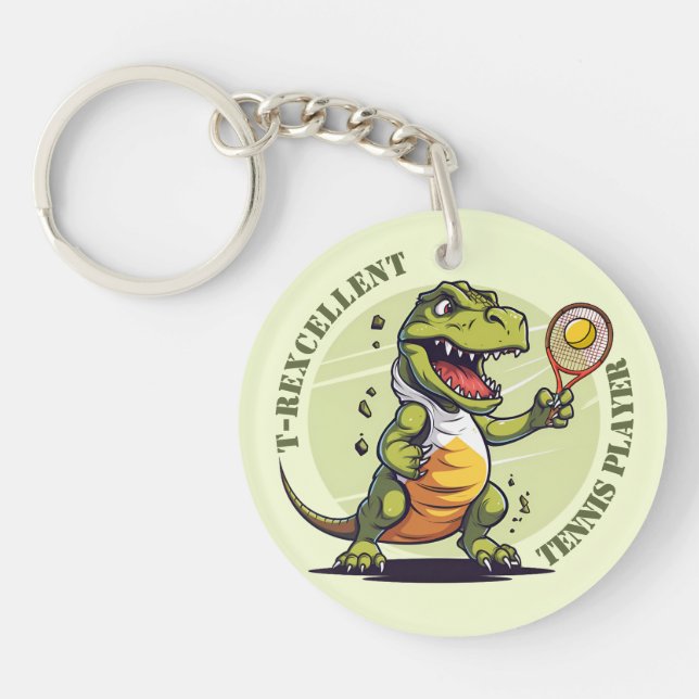 🎾 🦕 T-Rexcellence Tennis Player Schlüsselanhänger (Vorderseite)