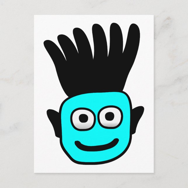 T-Ron - Kind mit Funky Mohawk, blau Postkarte (Vorderseite)