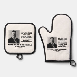 T. Roosevelt Prize Chance Arbeit harte Arbeit tun Ofenhandschuh & Topflappen-Set