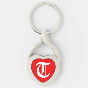 "T" Rotes Herz Schlüsselanhänger