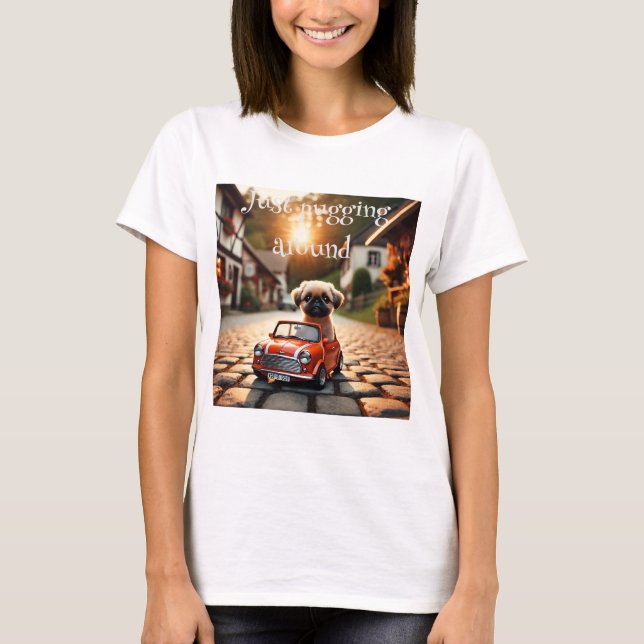 T-Schirt mit Mops im Mini Morris T-Shirt (Vorderseite)