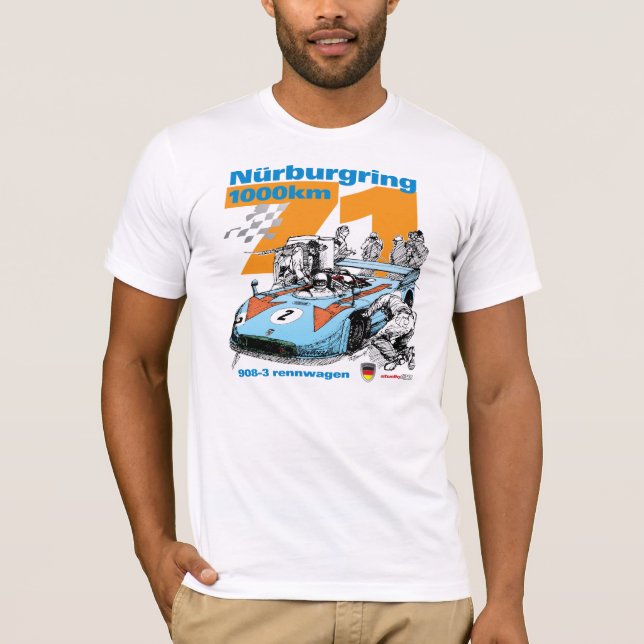 T - Shirt 1971 Nurburgring 1000km 908-3 Rennwagen (Vorderseite)