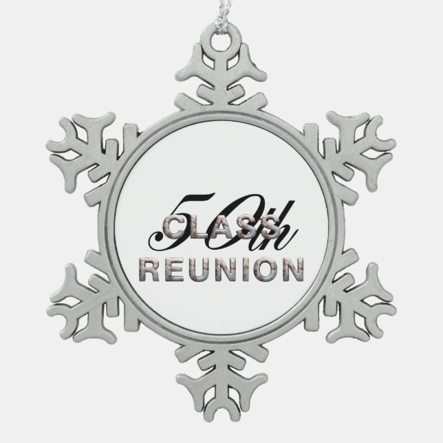 T-Shirt 50. Class-Wiedersehen Schneeflocken Zinn-Ornament (Vorderseite)
