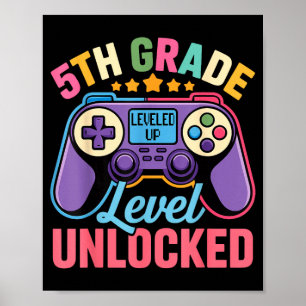 T-Shirt 5. Klasse freigeschaltet – Gamer zurück zu Poster