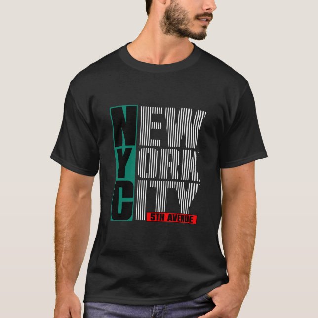 T-Shirt 5th AVENUE New York City GREEN Art Design (Vorderseite)