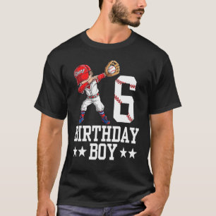 T-Shirt 6. Geburtstag Baseball Dabbing 6 Jahre alt