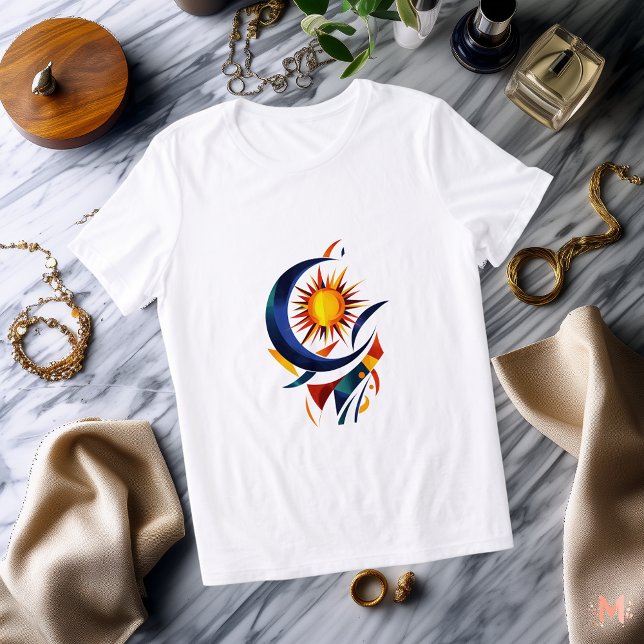 T - Shirt "abstrakt Sun and Moon" | Farbenfrohe Ce (Von Creator hochgeladen)