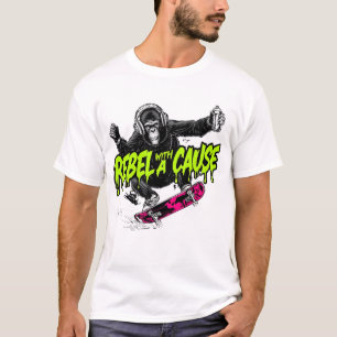 T-Shirt Affe beim Skateboarding