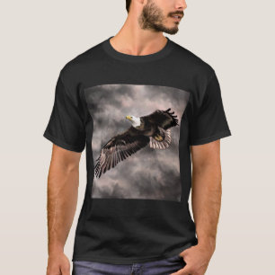 T - Shirt American Bald Eagle Fliegen in Sturmwolk