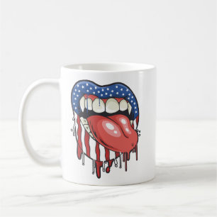 T - Shirt "American Flag Vampire Lips" Kaffeetasse