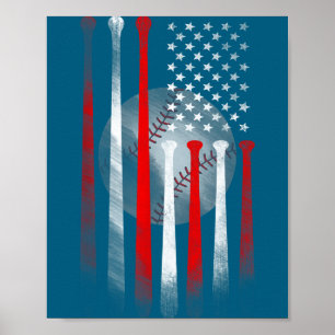 T-Shirt Amerikanische Flagge Vintage Baseball-Flag Poster