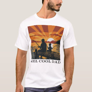 T-Shirt Angeln Vater Sohn Sonnenuntergang Reel Coo
