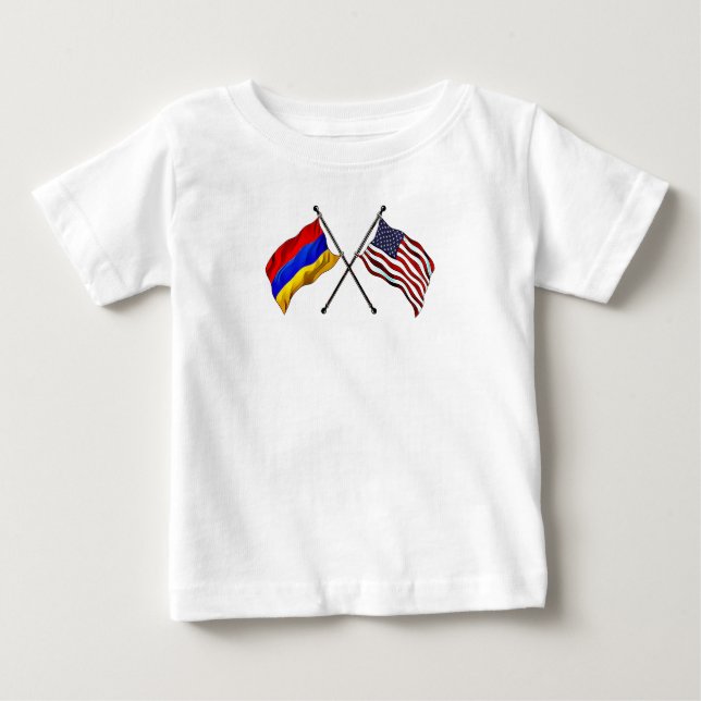 T - Shirt armenischer amerikanischer Flaggen (Vorderseite)