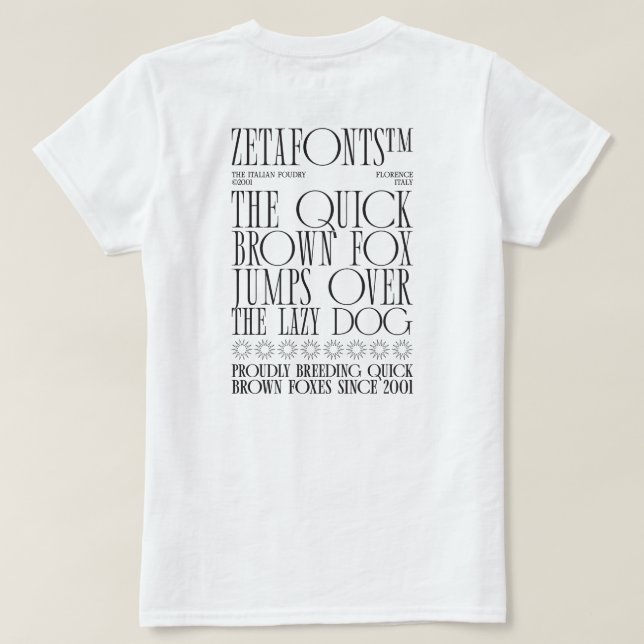 T-Shirt (B) - Zetafonts Pangramm (Design Rückseite)