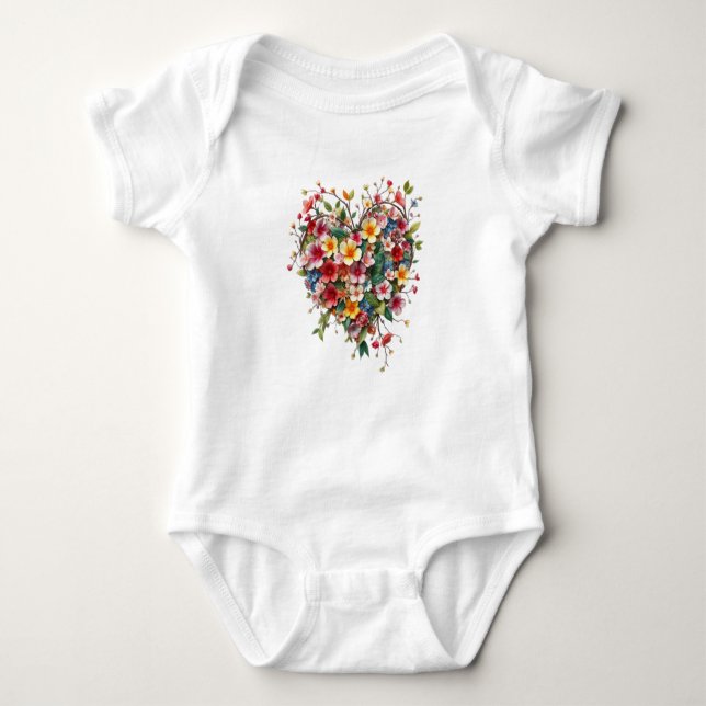 T - Shirt Baby Bodysuit Herz und Blume (Vorderseite)