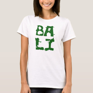 T-Shirt Balis weißer Grüntext für Frau