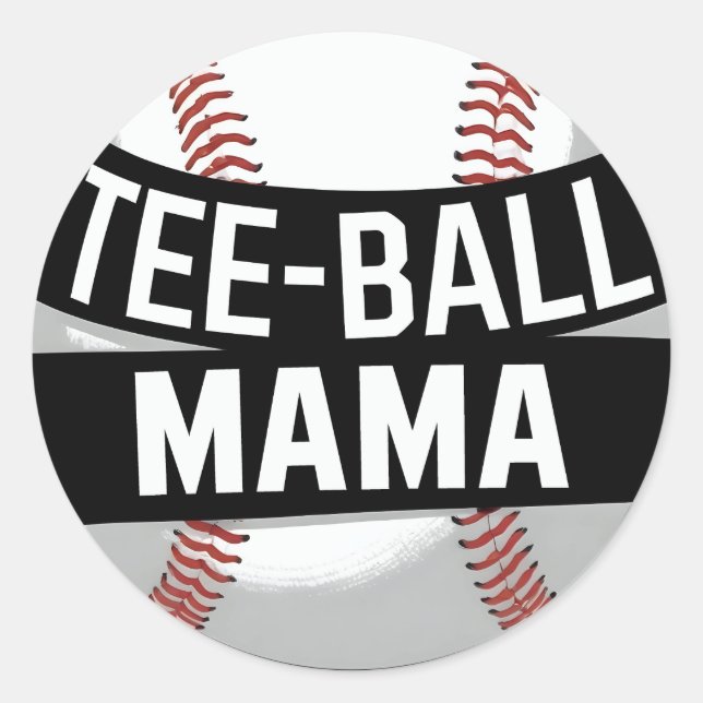T-Shirt-Ball Mama Funny Teeball Mama Runder Aufkleber (Vorderseite)