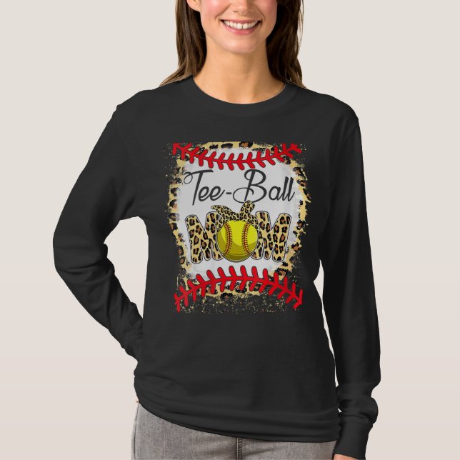 T-Shirt Ball Mama Softball Leopard geblasen Mutter (Vorderseite)