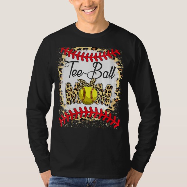 T-Shirt Ball Mama Softball Leopard geblasen Mutter (Vorderseite)