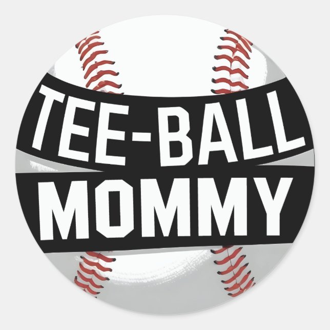 T-Shirt-Ball Mommy Funny Teeball Mama Runder Aufkleber (Vorderseite)