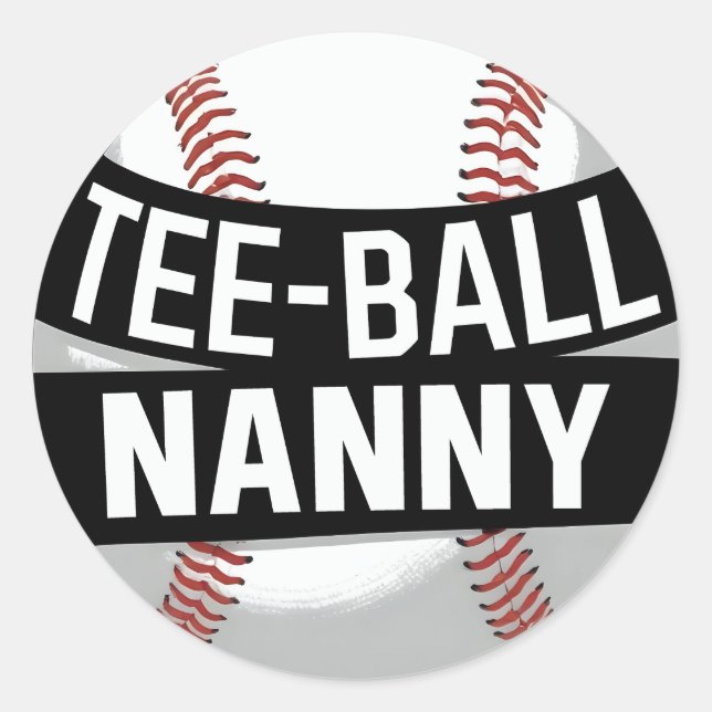 T-Shirt-Ball Nanny Funny Teeball Oma Runder Aufkleber (Vorderseite)