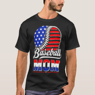 T-Shirt Baseball-Mama Amerikanische Flagge Mutter