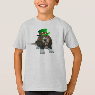 T - Shirt Basset Hound Happy St. Patrick's Clover