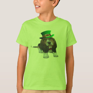 T - Shirt Basset Hound Happy St. Patrick's Clover