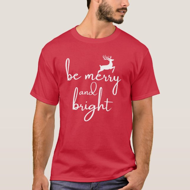 T-Shirt : be merry and bright (red) (Vorderseite)