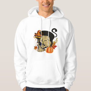 T - Shirt Black Cat und menschliches Skelett Hallo