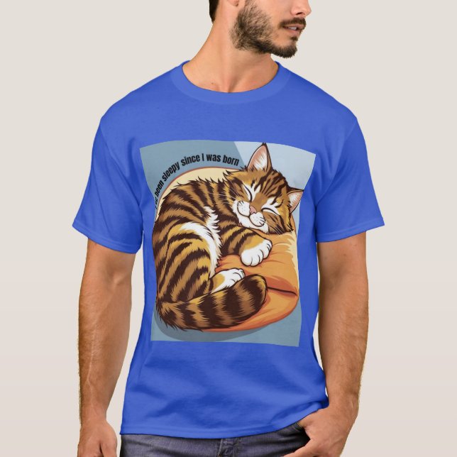 T - Shirt blauer Katze gemustert (Vorderseite)