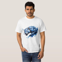 T - Shirt Blue Leopard Design Angry & Dangerous