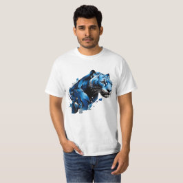 T - Shirt Blue Pantha Design Jumping